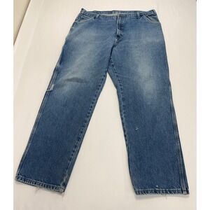 Distressed Dickies Jeans Mens 42x32 Blue Denim Relaxed Fit Work‎ Carpenter Pants